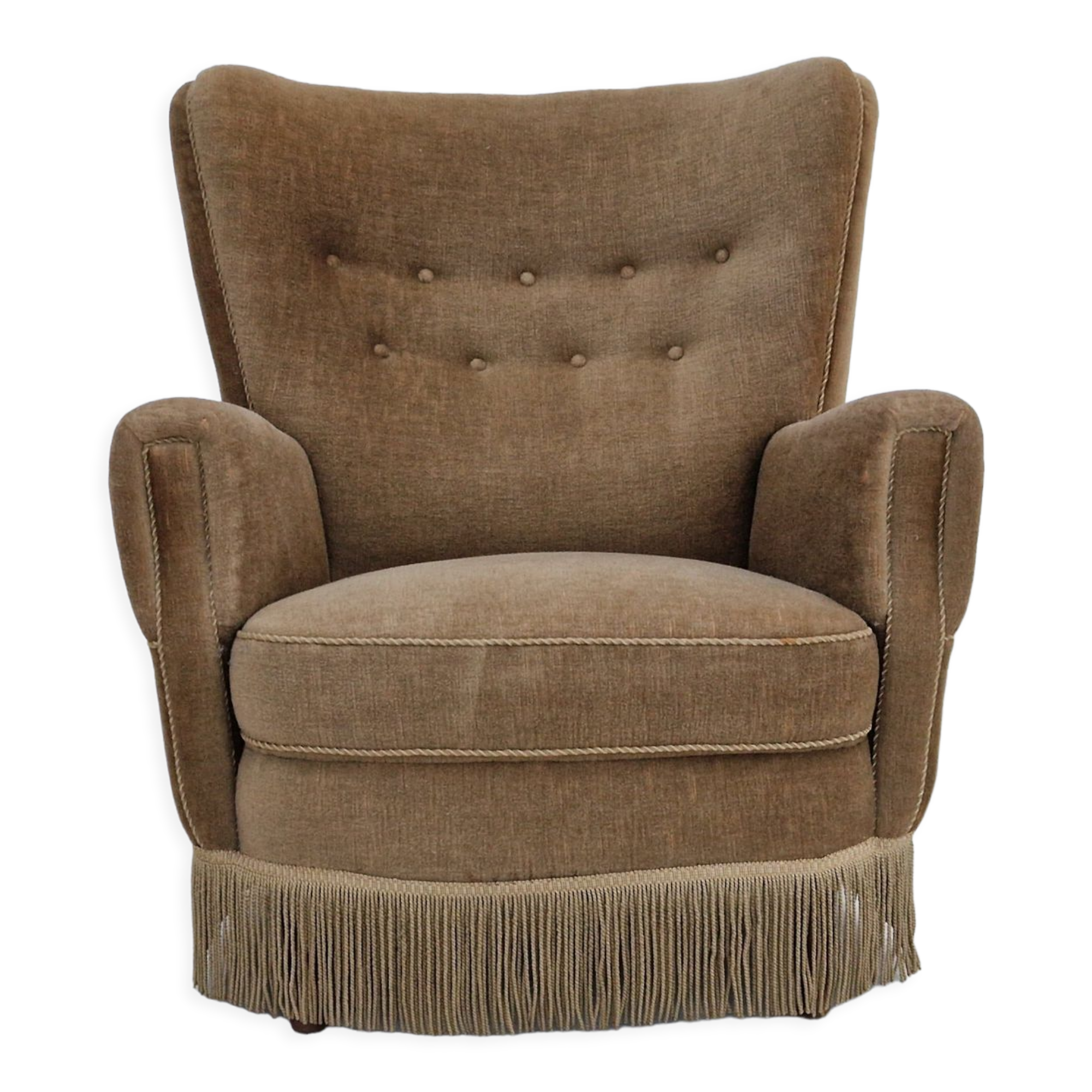 1970s, Danish design, velour chair, original condition, beech wood