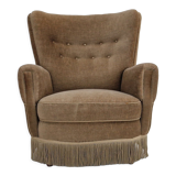 1970s, Danish design, velour chair, original condition, beech wood