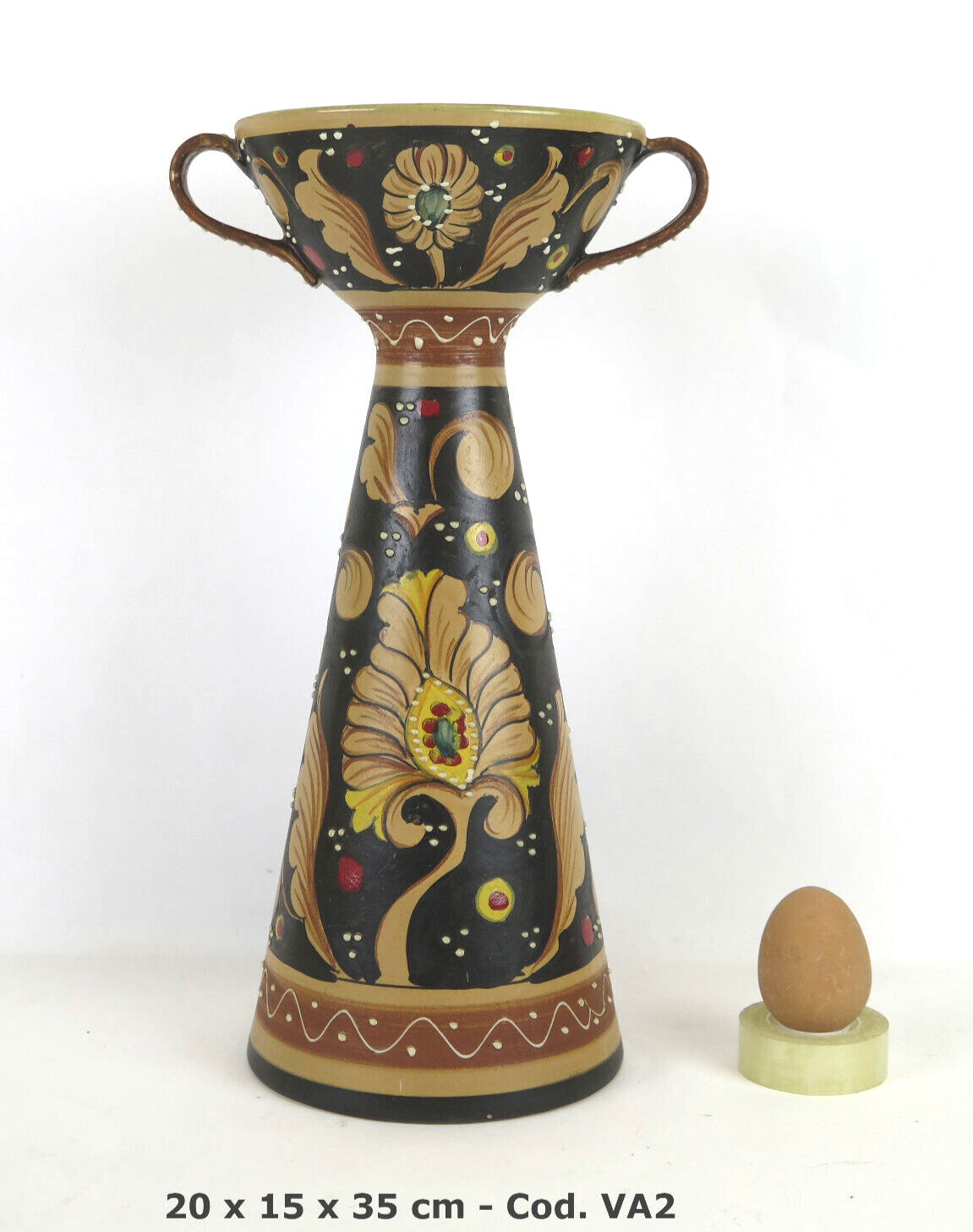 Deruta Santucci vase hand-painted terracotta signed numbered vintage Italy VA2
