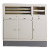 Industrial metal trade furniture equipped with display cases