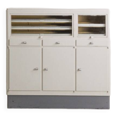 Industrial metal trade furniture equipped with display cases