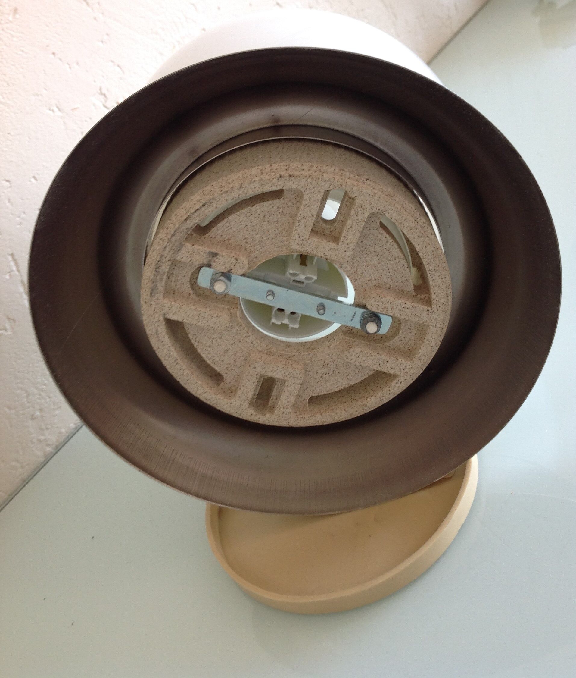 Ceiling lamp globe in white opaline and brushed metal