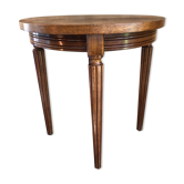 Ancienne table basse style Louis XVI bois pieds colonnes vintage