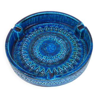 Aldo Londi Bitossi very large round ashtray Rimini blue enamel mid-century, 1950s
