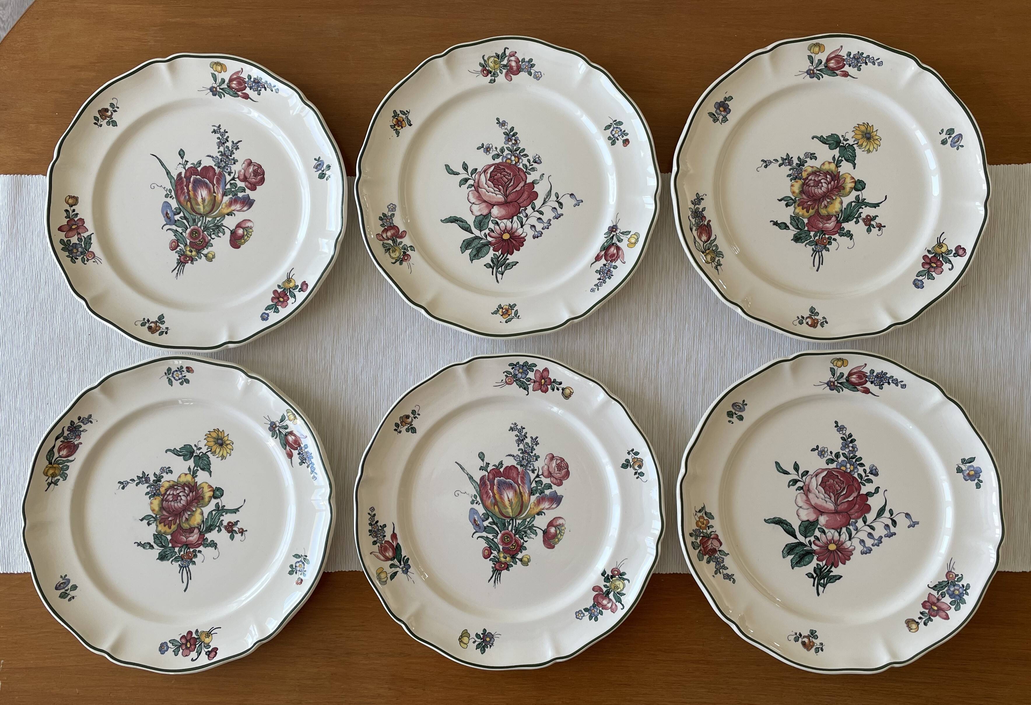 6 large antique earthenware dinner plates from Villeroy & Boch