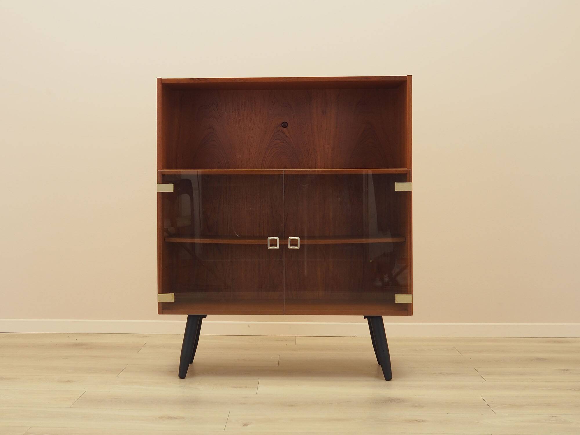 Teak display cabinet with glass doors, Denmark, 1970s