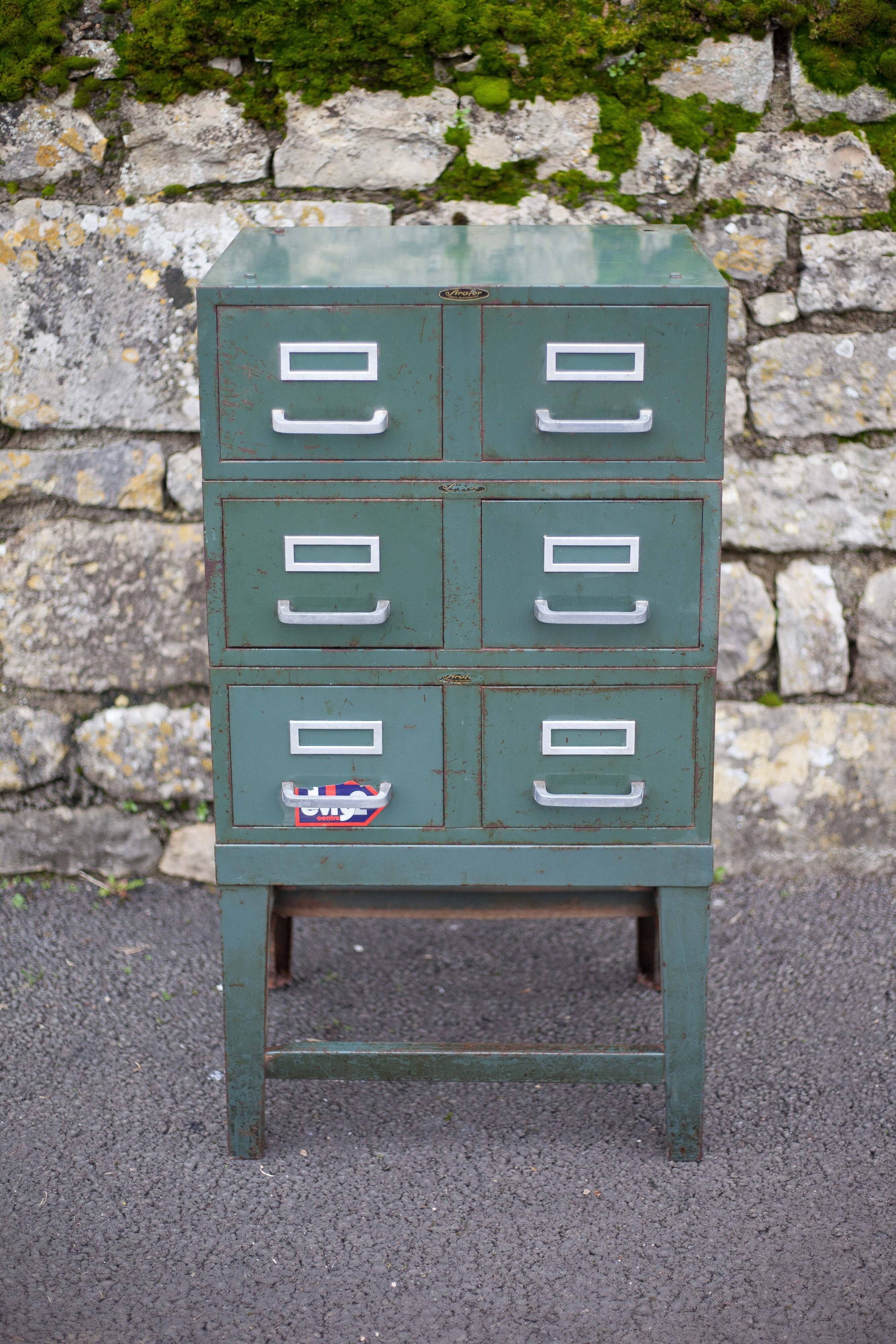 Vintage Strafor furniture, 6-drawer furniture, vintage metal furniture, industrial, loft decor, 50's