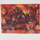 Marcel Mouly : Combat rouge, lithographie originale signée