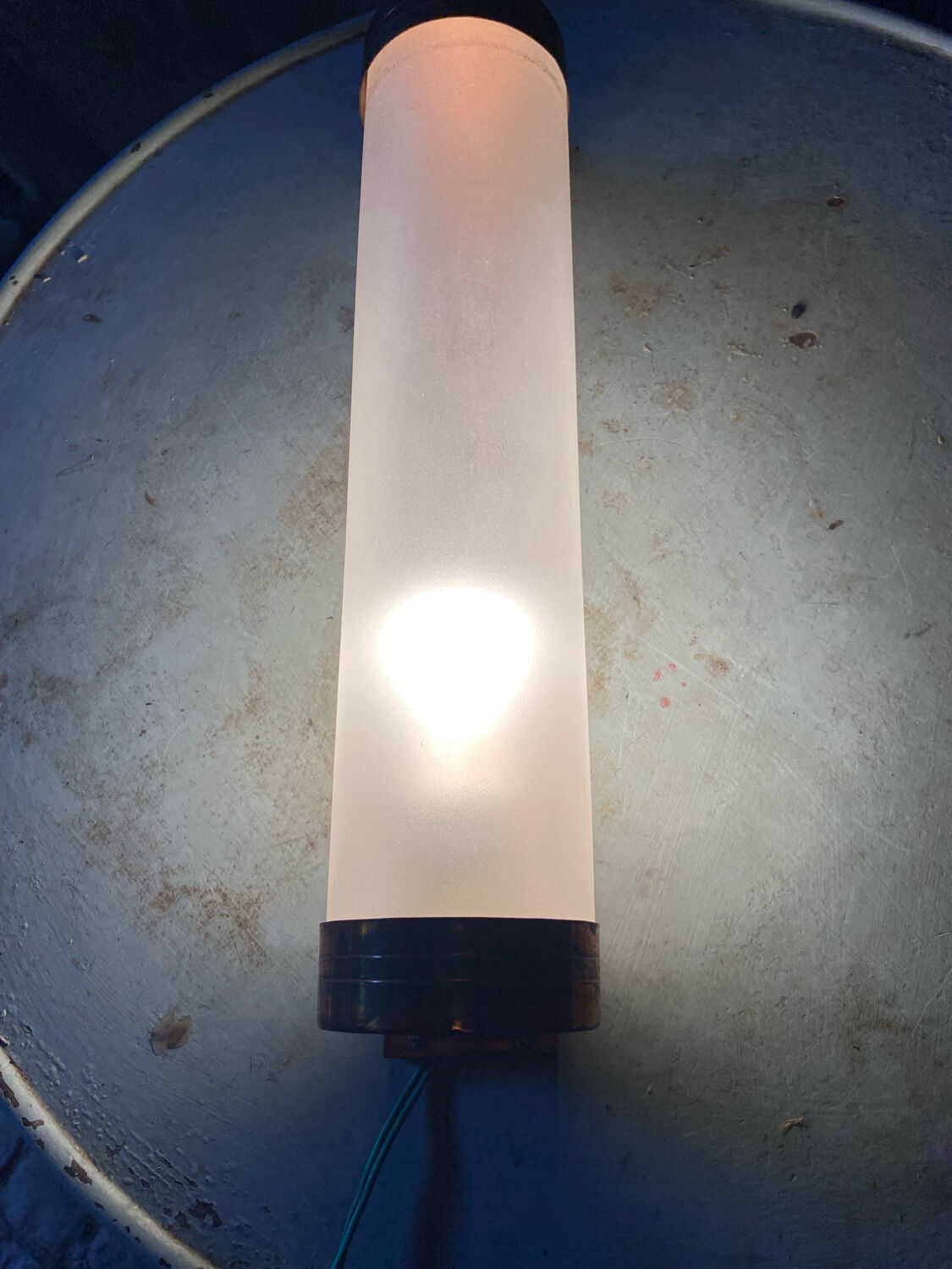Bauhaus satin glass tube wall light from around 1930.