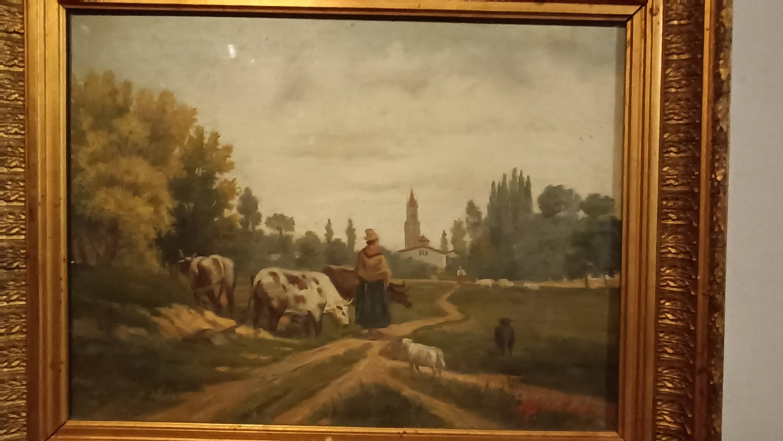 Peinture À L'huile Antique Sur Toile Fine 800 Signée Piero Porrini