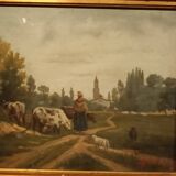 Peinture À L'huile Antique Sur Toile Fine 800 Signée Piero Porrini