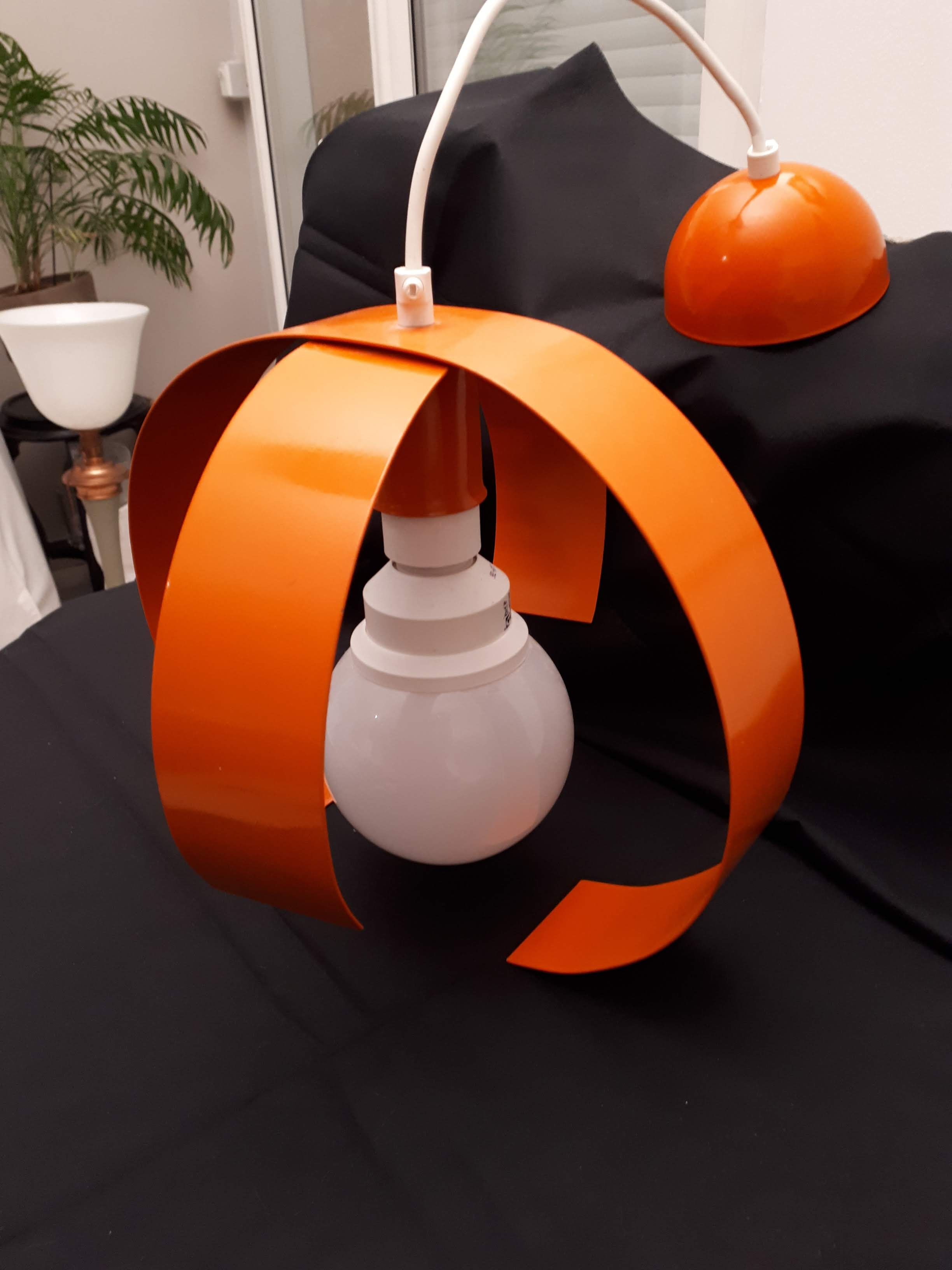 Orange metal suspension light