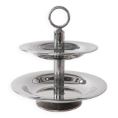 Two-tier steel cake stand, Italian design, 1980s, made in Italy