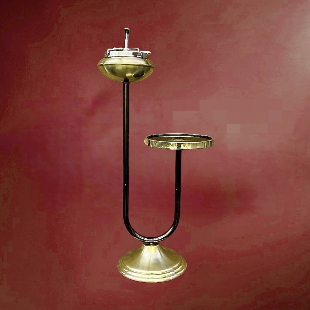 Art Deco floor ashtray in brass and metal