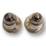 Salt shaker and pepper shaker in silver metal