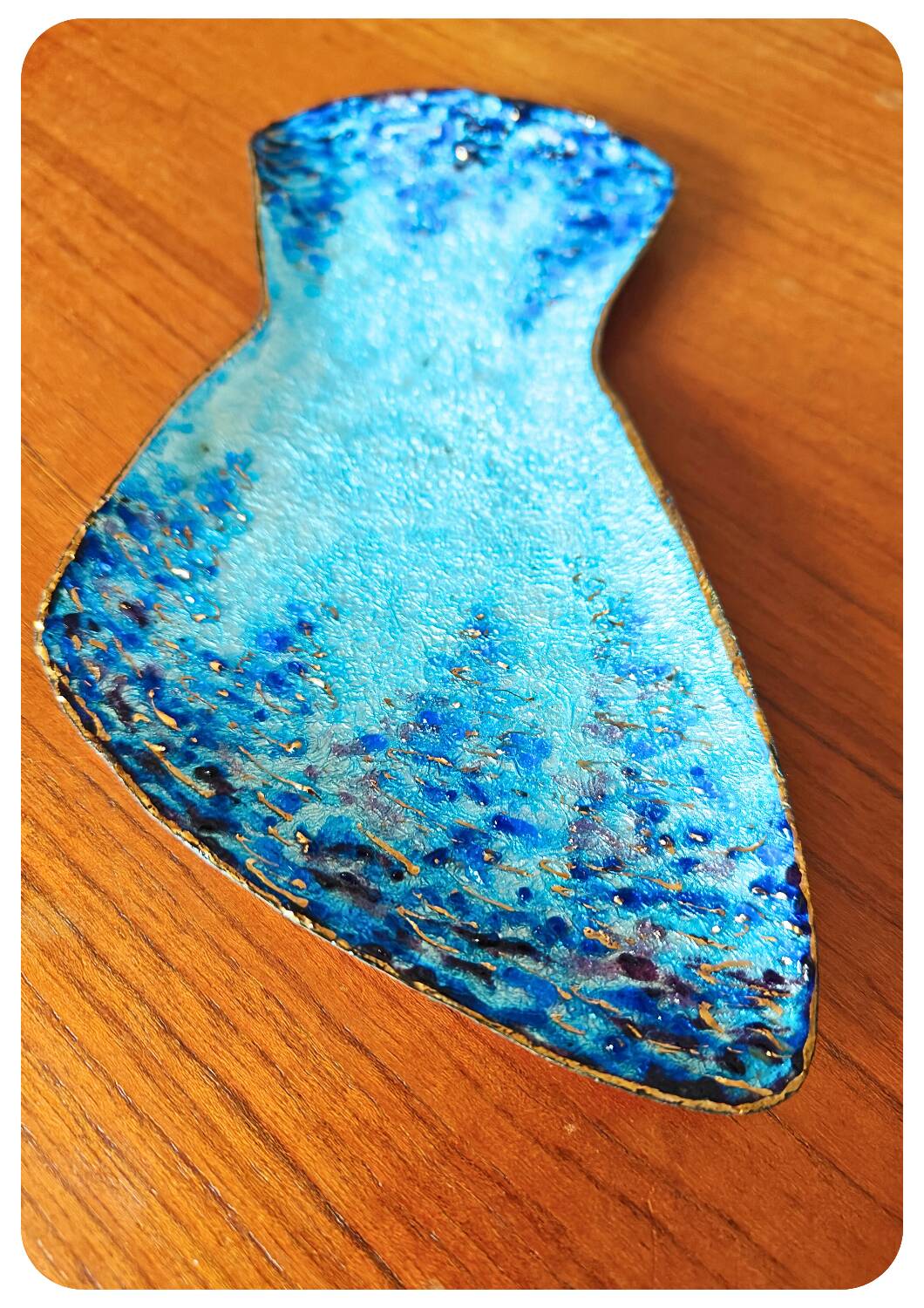 Vide-poche en émail sur cuivre, signé Emaux 4 Limoges, années 60