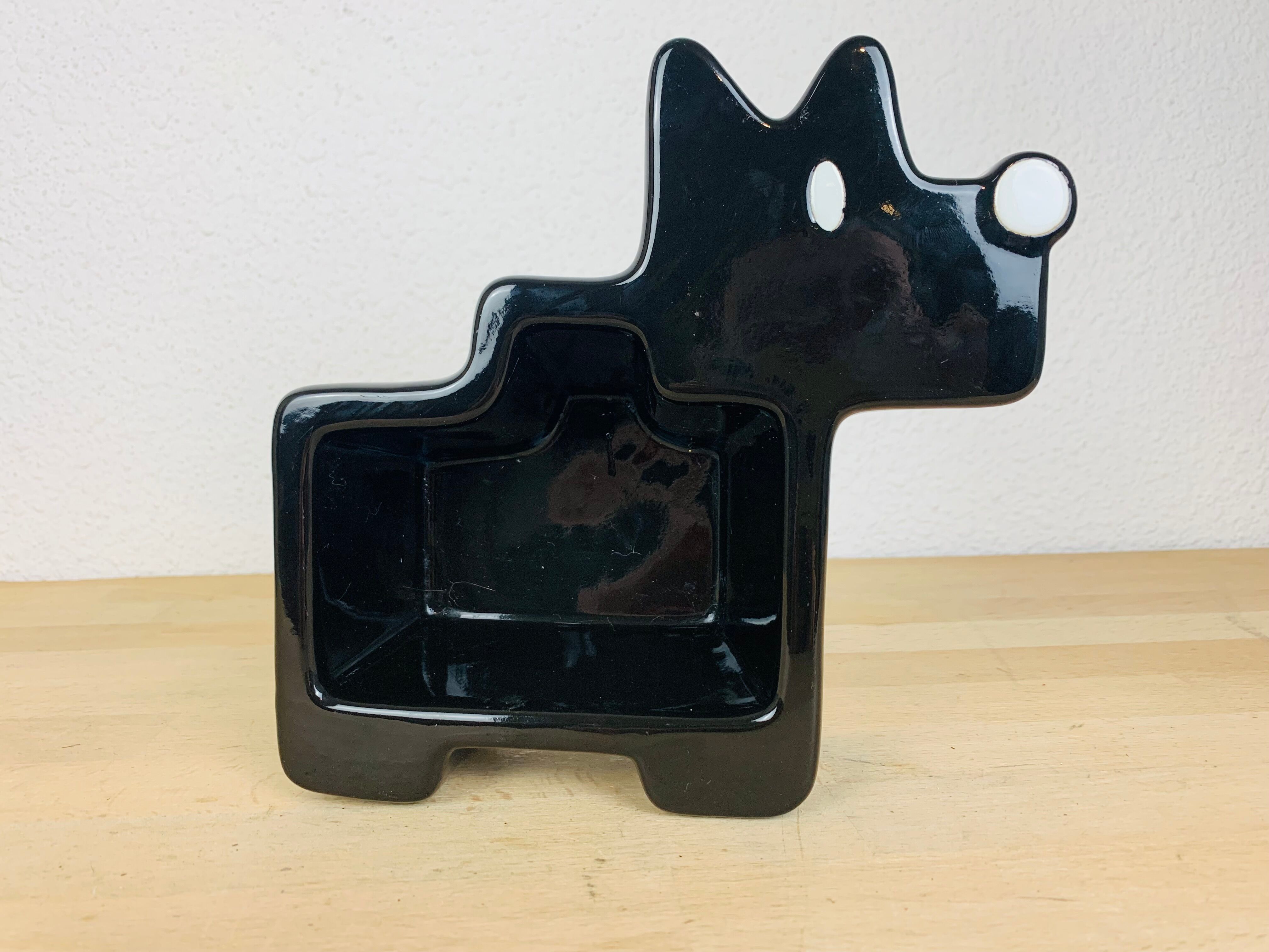 Vide poche chien céramique noire