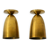 A pair of large, original Mid Century Modern brass ceiling lamps