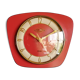 Vintage formica silent wall clock "English red Lutetia"