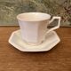 Tasse à thé et soucoupe vintage Johnson Brothers octogonales blanche Made in England