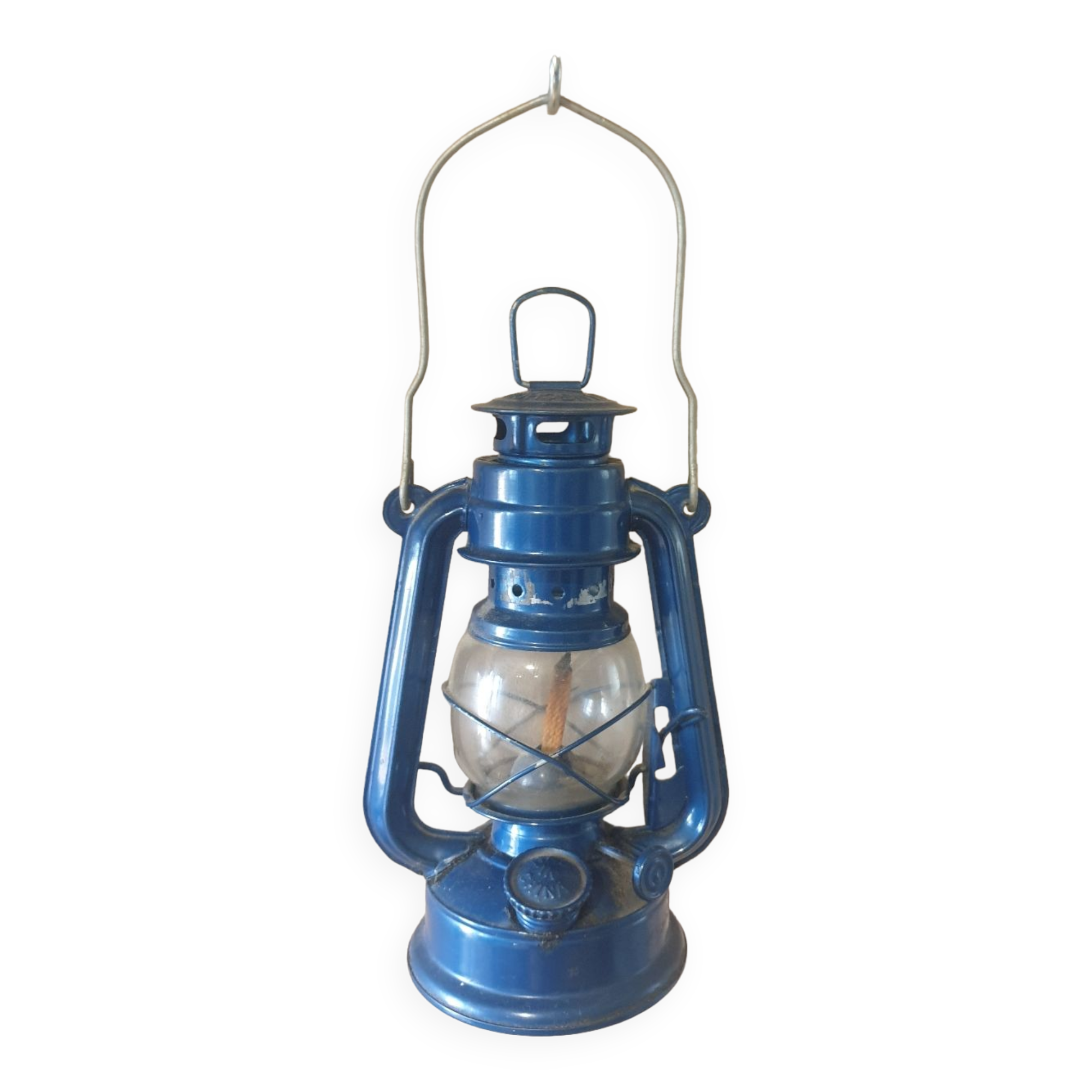 Lampe tempête bleu vintage