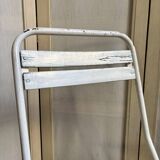 Folding chair in wood and white metal