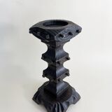 Medieval Studded Wooden Candle Holder on Stand