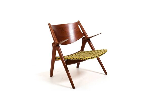 Fauteuil CH-28 en teck et Unika Vaev par Hans J. Wegner 1960