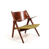 CH-28 Teak and Unika Vaev Easychair by Hans J. Wegner 1960s