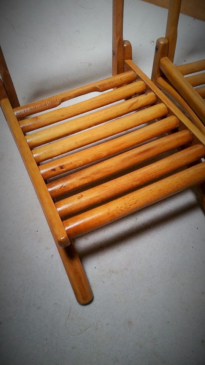 Paire de fauteuils de plage pliants art déco