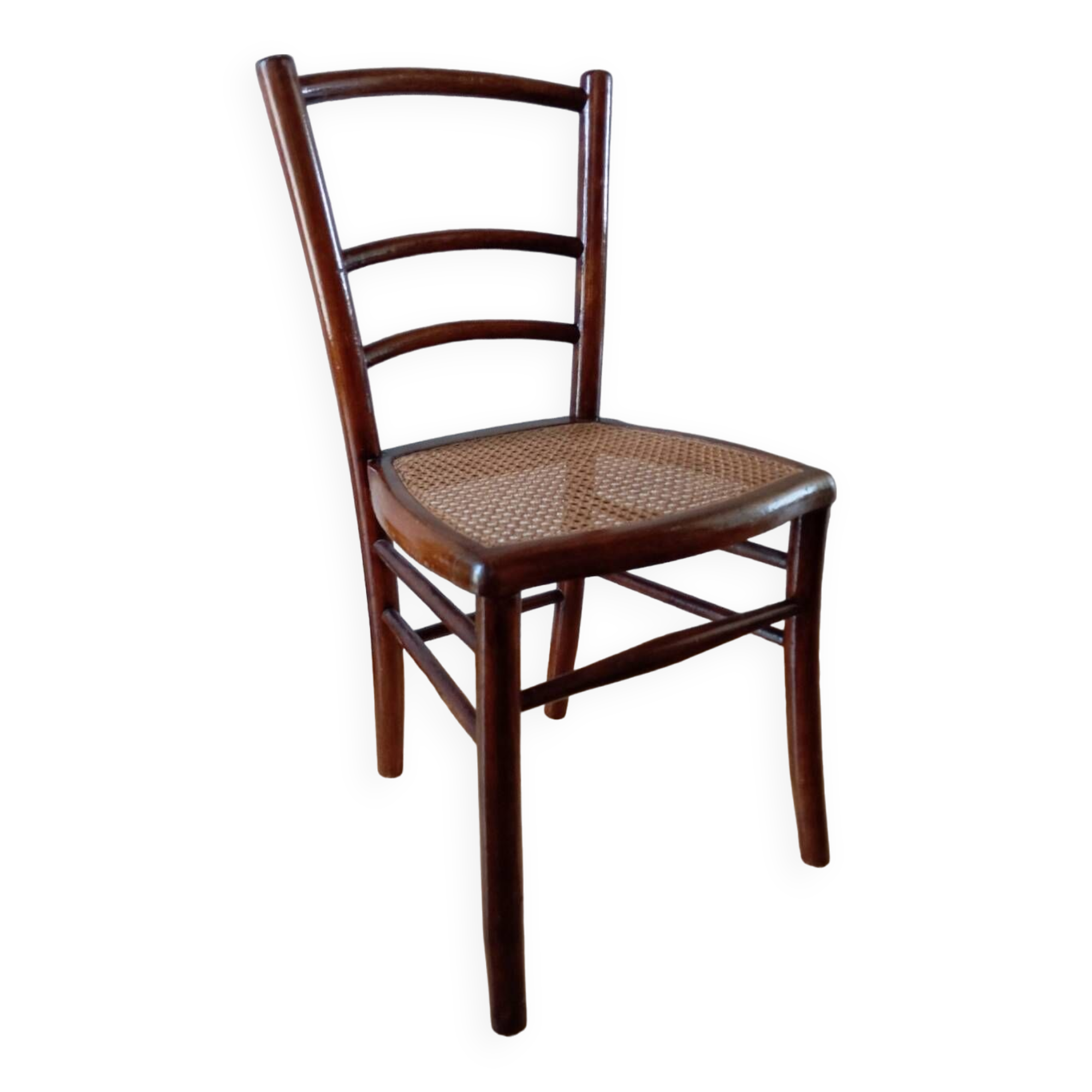 Wooden chair with cane seat, country style, around 1920