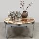 Midcentury stone onyx marble round coffee table ‘Eclectic’