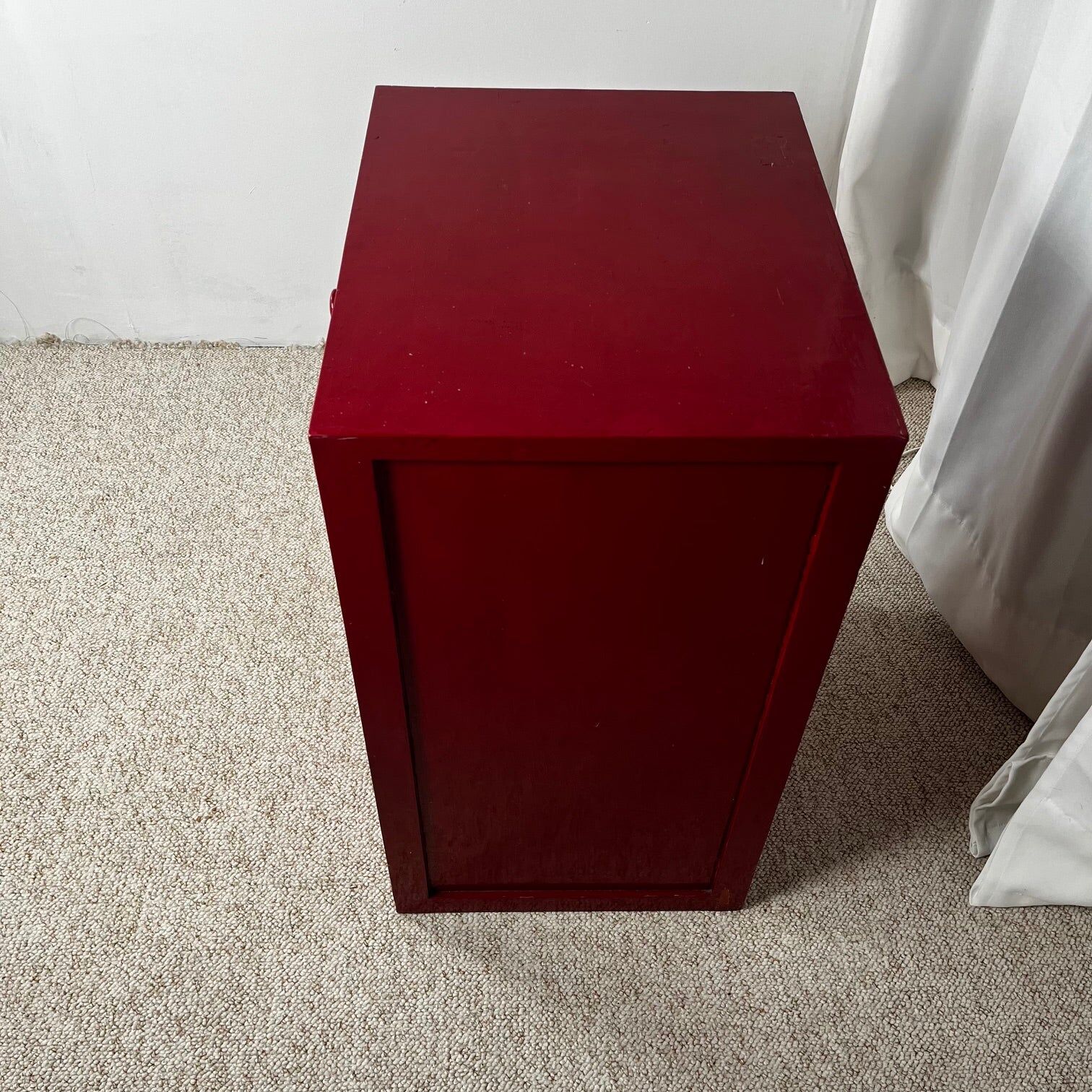 Small workshop furniture in red lacquered pine, 1980.