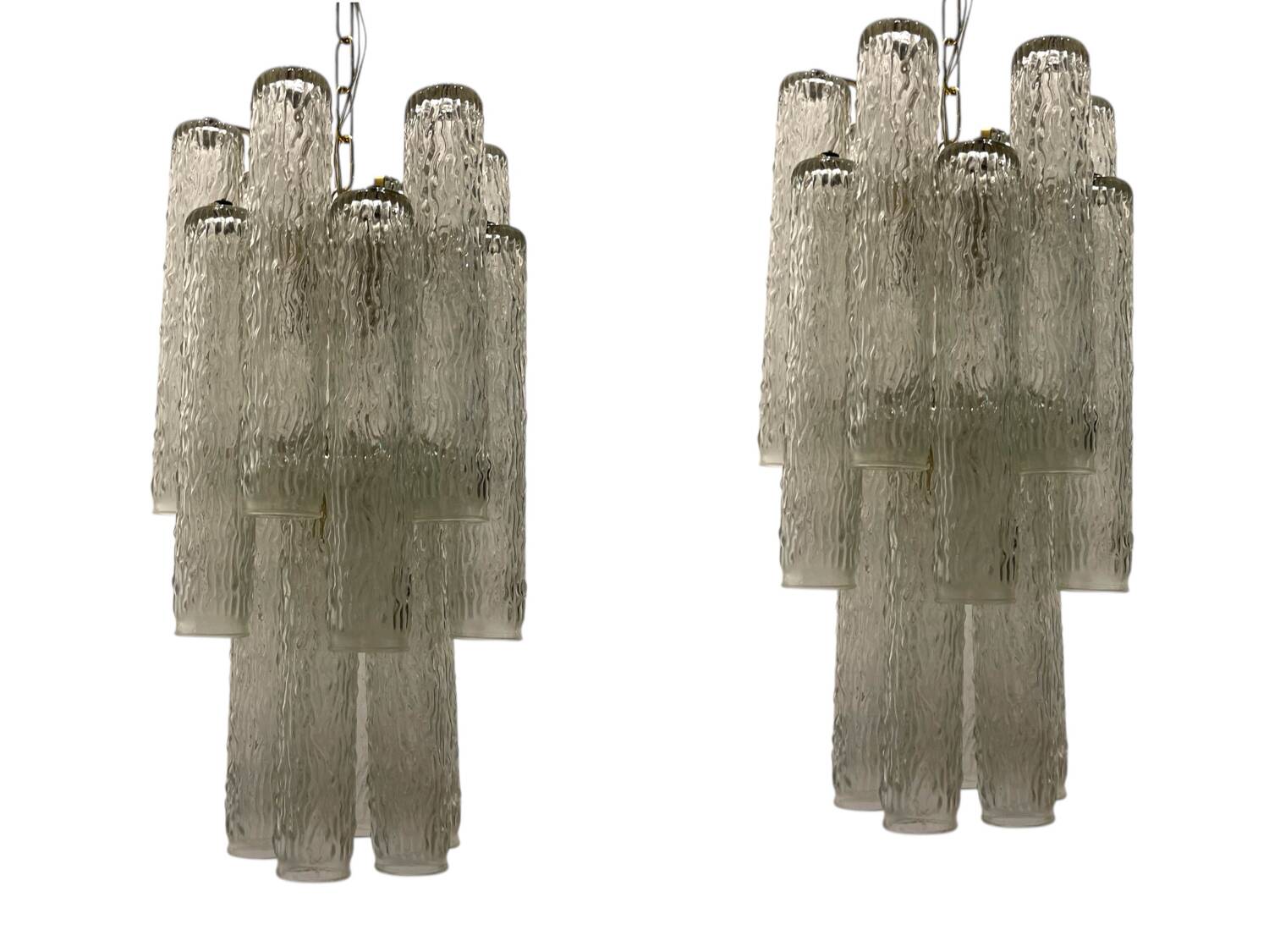 Set of 2 Murano Glass Tube Chandeliers 1970’s