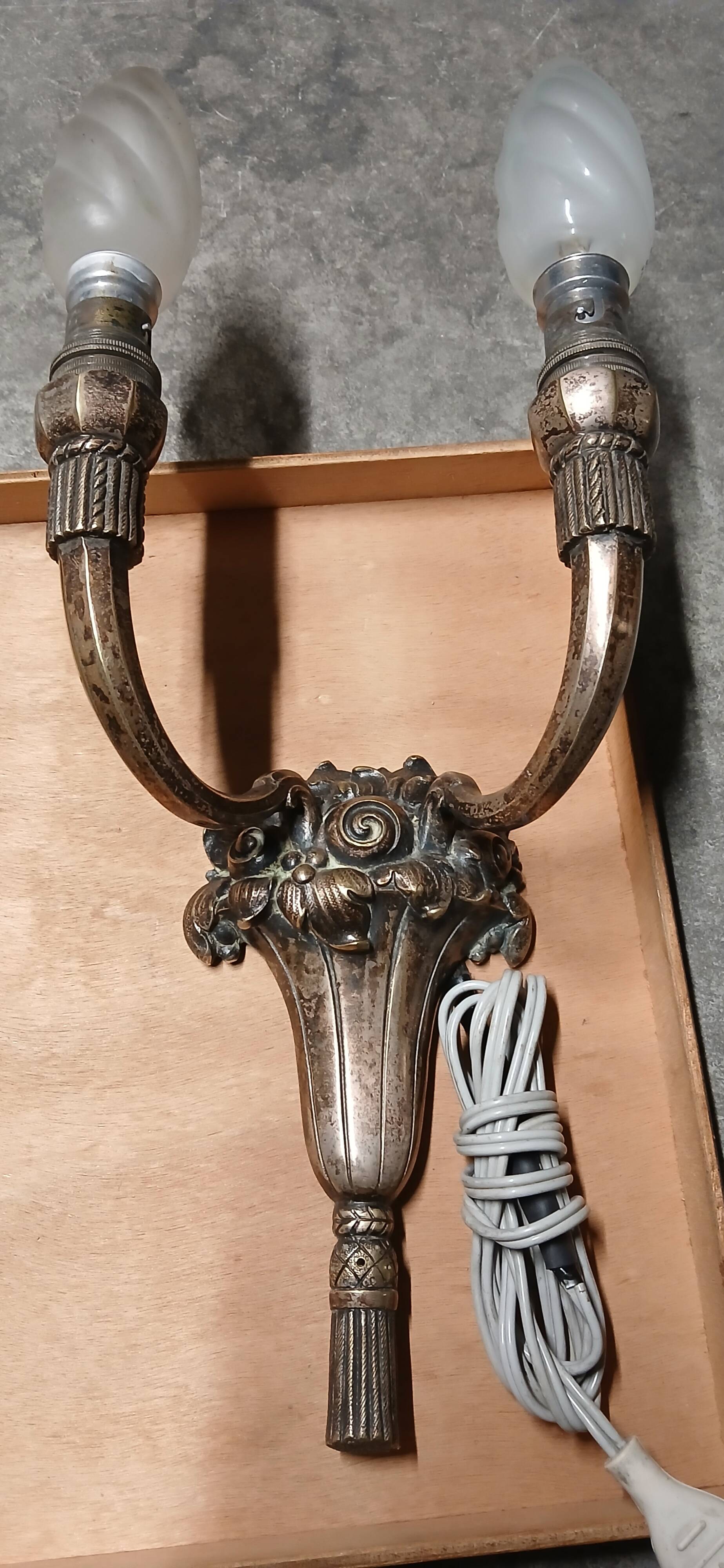 Pair of silvered bronze wall sconces 1900