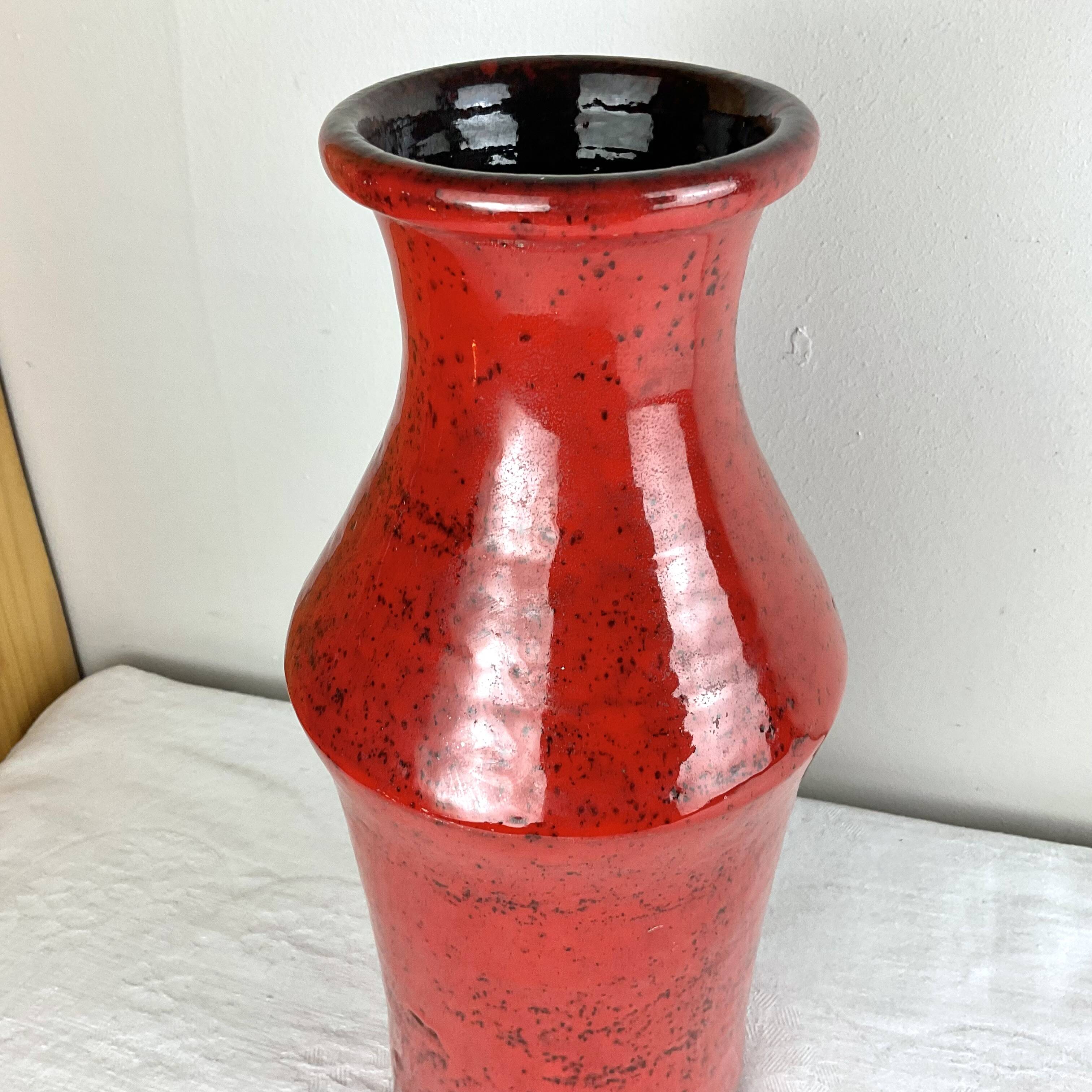 Vintage red ceramic vase mid century design