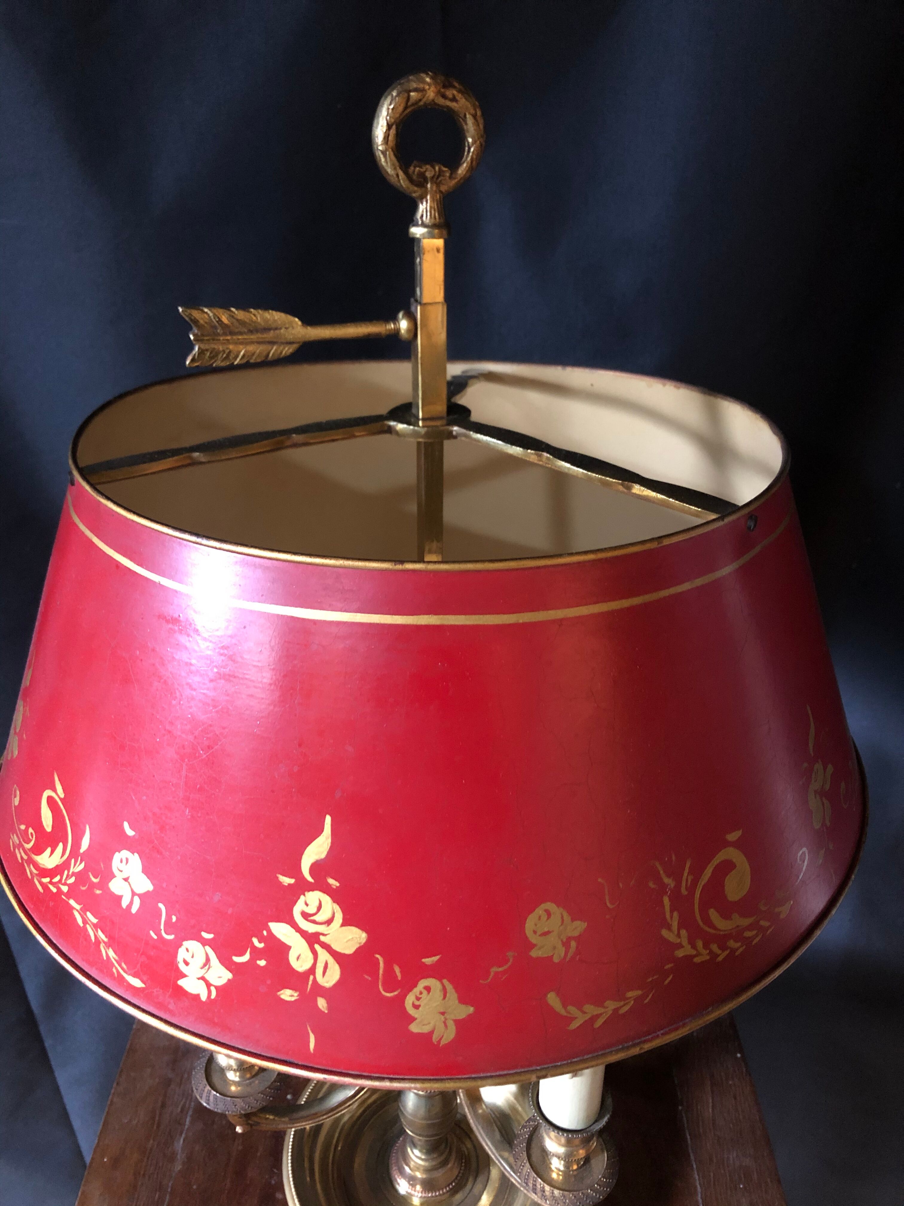 Lamp Bouillotte 19th Bronze Dore 3 Bras De Lumiere