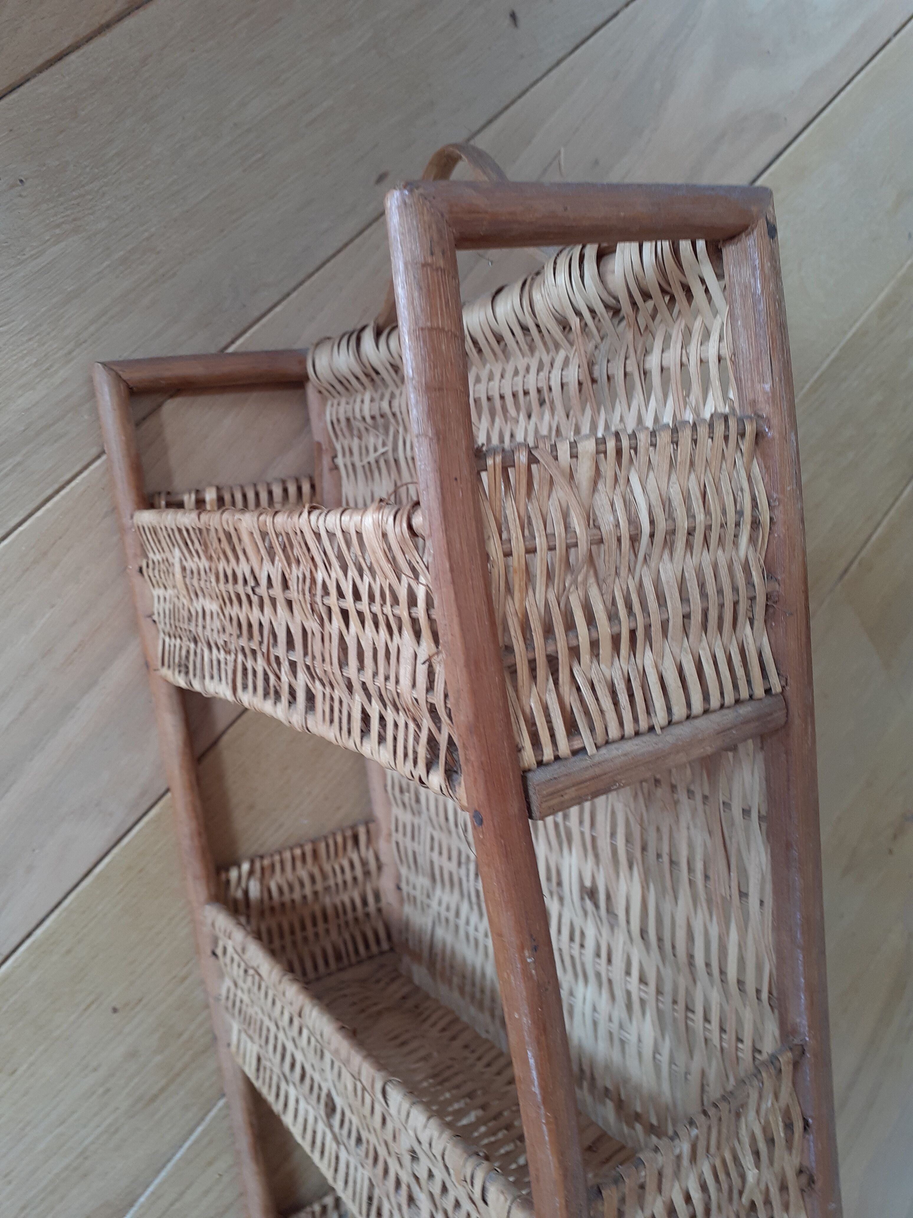 Rattan and wicker wall shelf