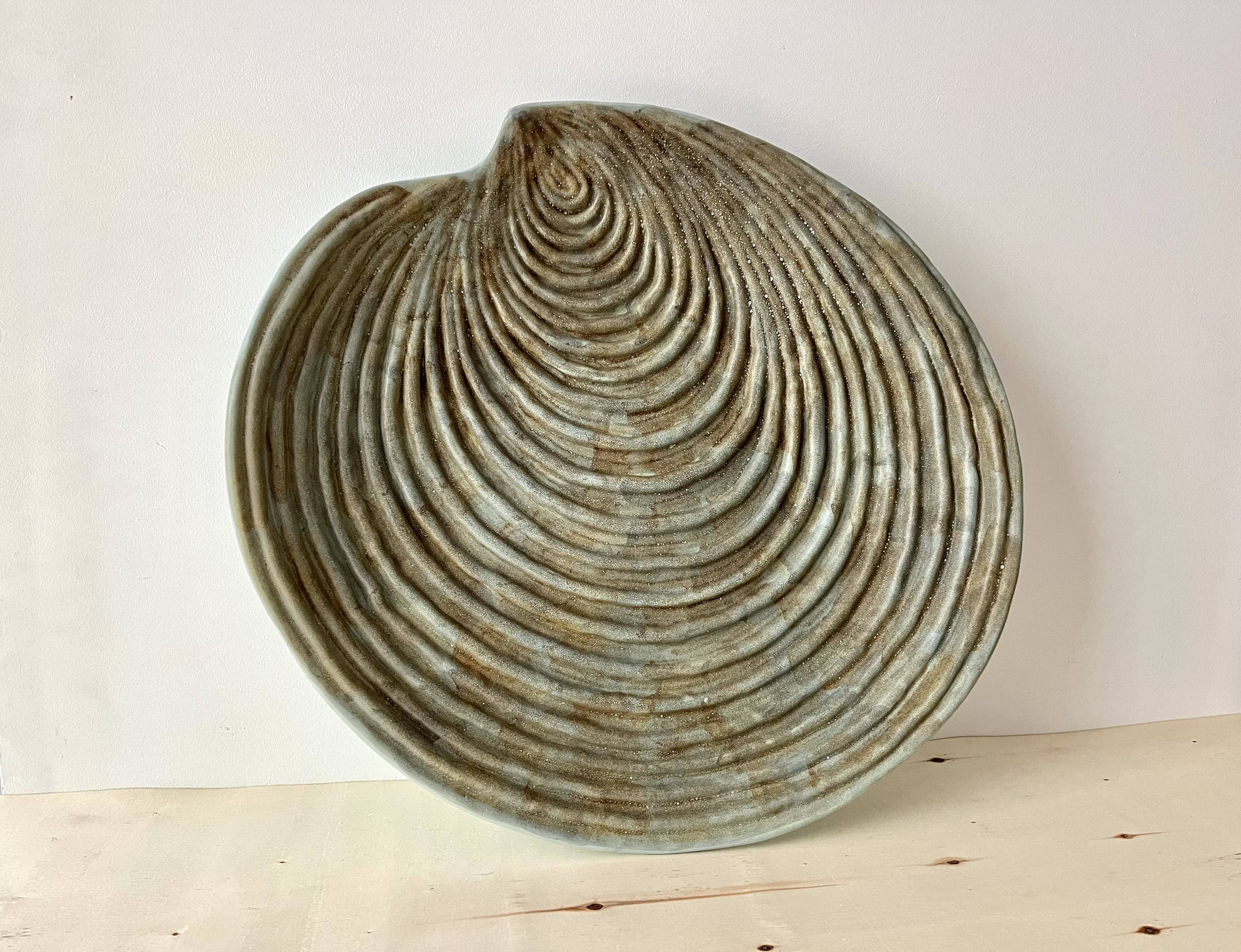 Large ceramic shell dish by Dominique Guillot for Vallauris 1960, giant oyster dish