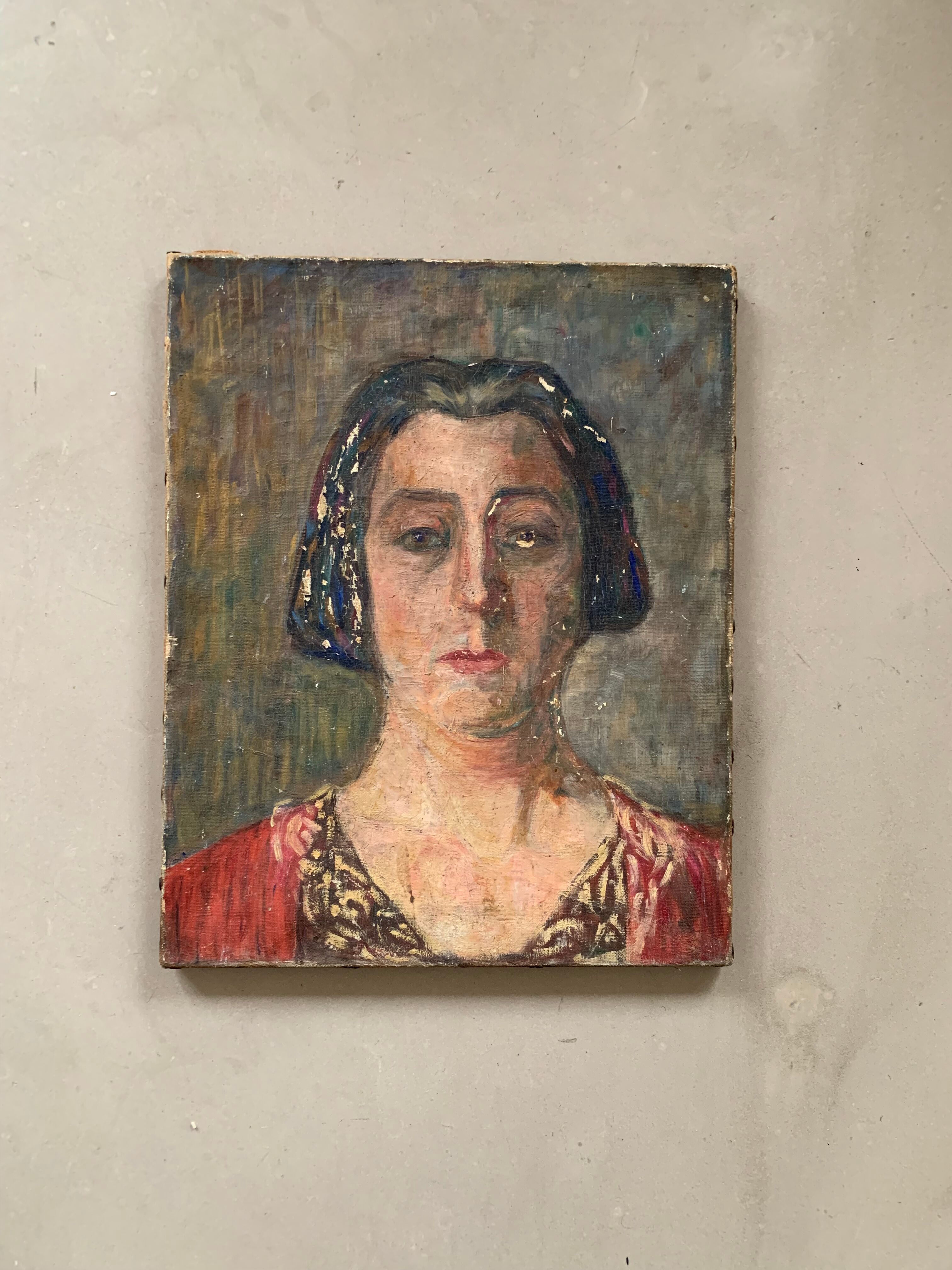Portrait de femme ancien, huile sur toile