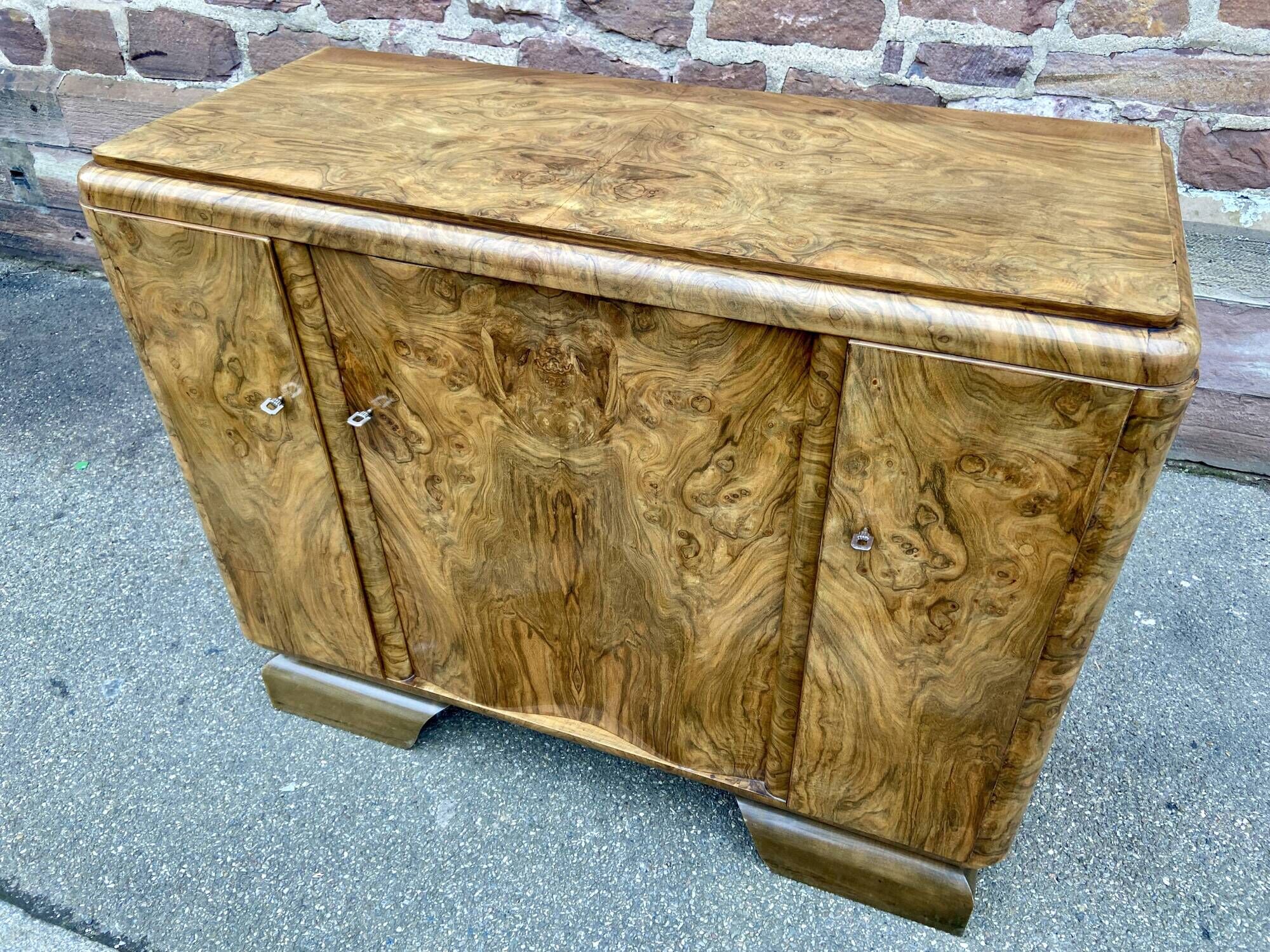 Enfilade art deco mid-century vintage 1950 ronce de noyer