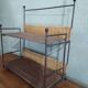 Shelf in metal wood and vintage rattan