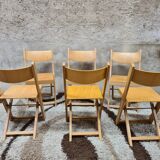 Set of 6 folding chairs blond wood