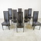 Set of eight Italian lacquered wood and leather modern dining chairs