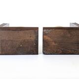 Walnut and Cherry Wood Bookends | pair of 2 | midcentury