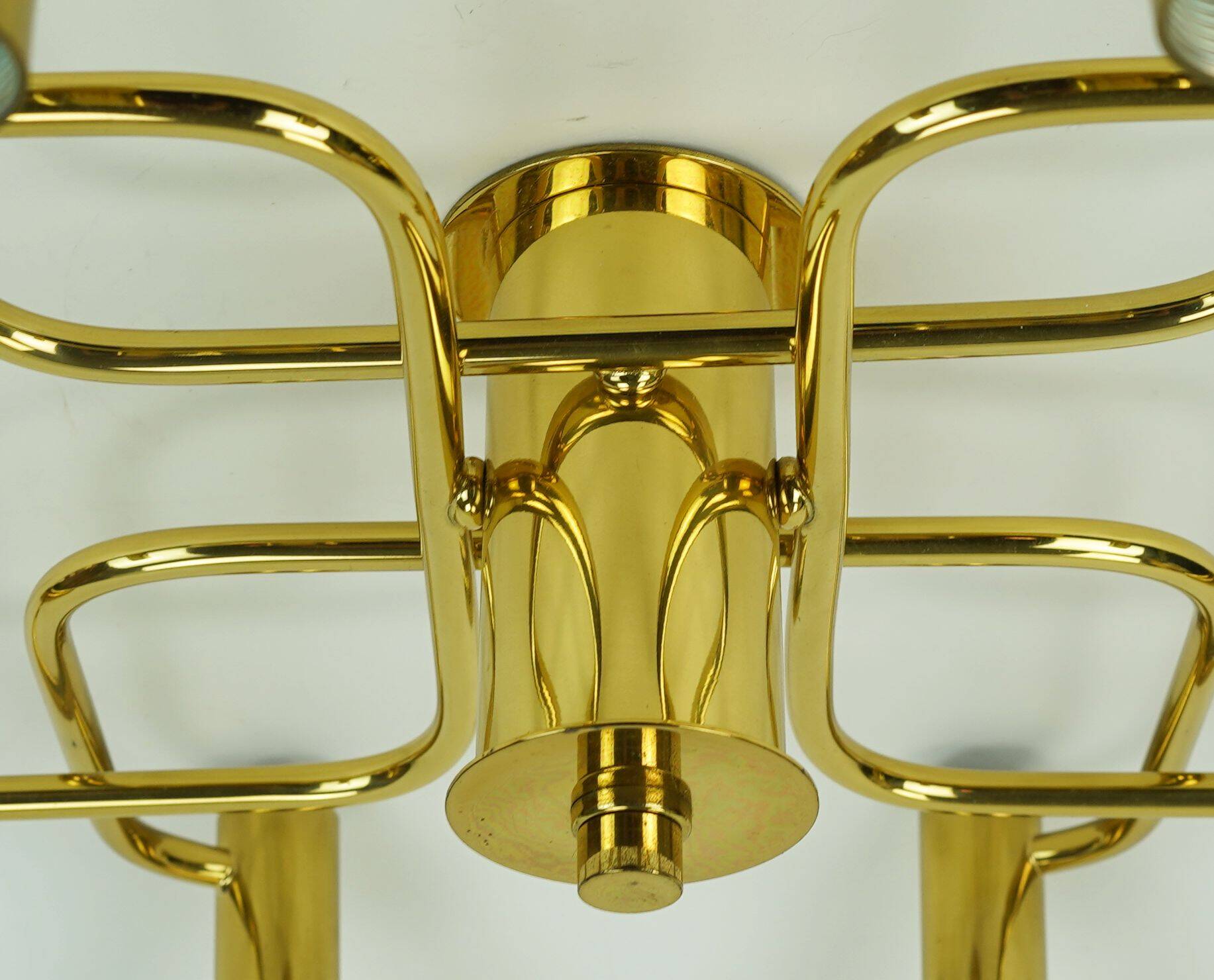 large 1970s sputnik brass CEILING LAMP 8-light ceiling fixture