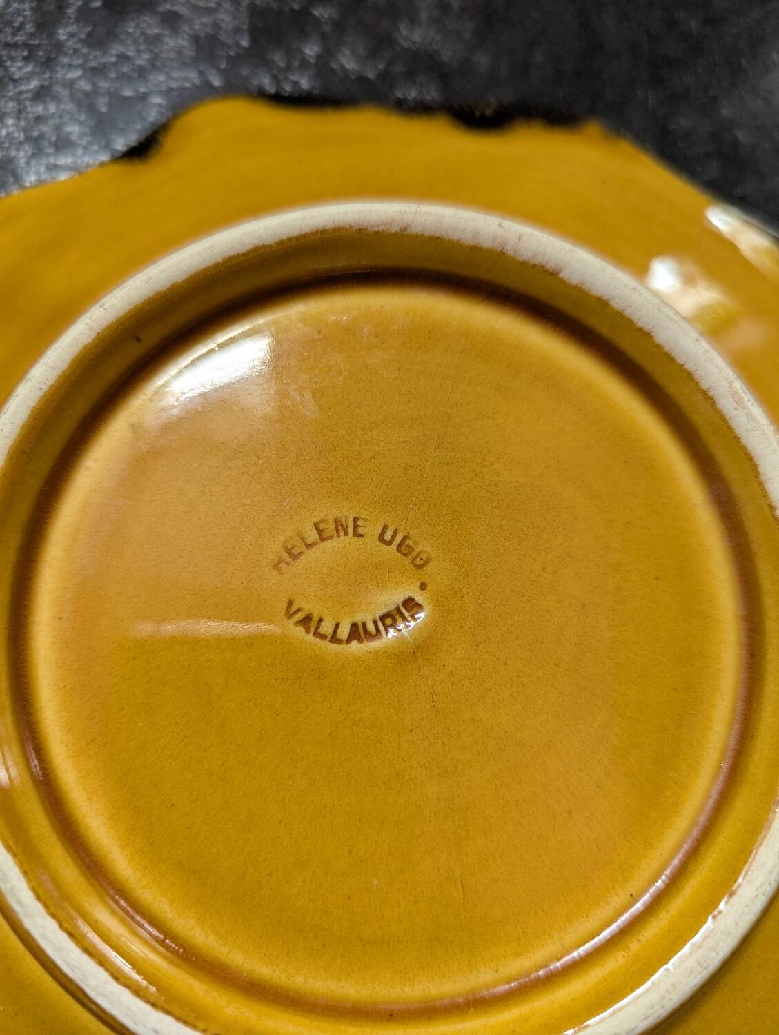 Old series 2 small dishes/Vallauris by Hélène Ugo 1954