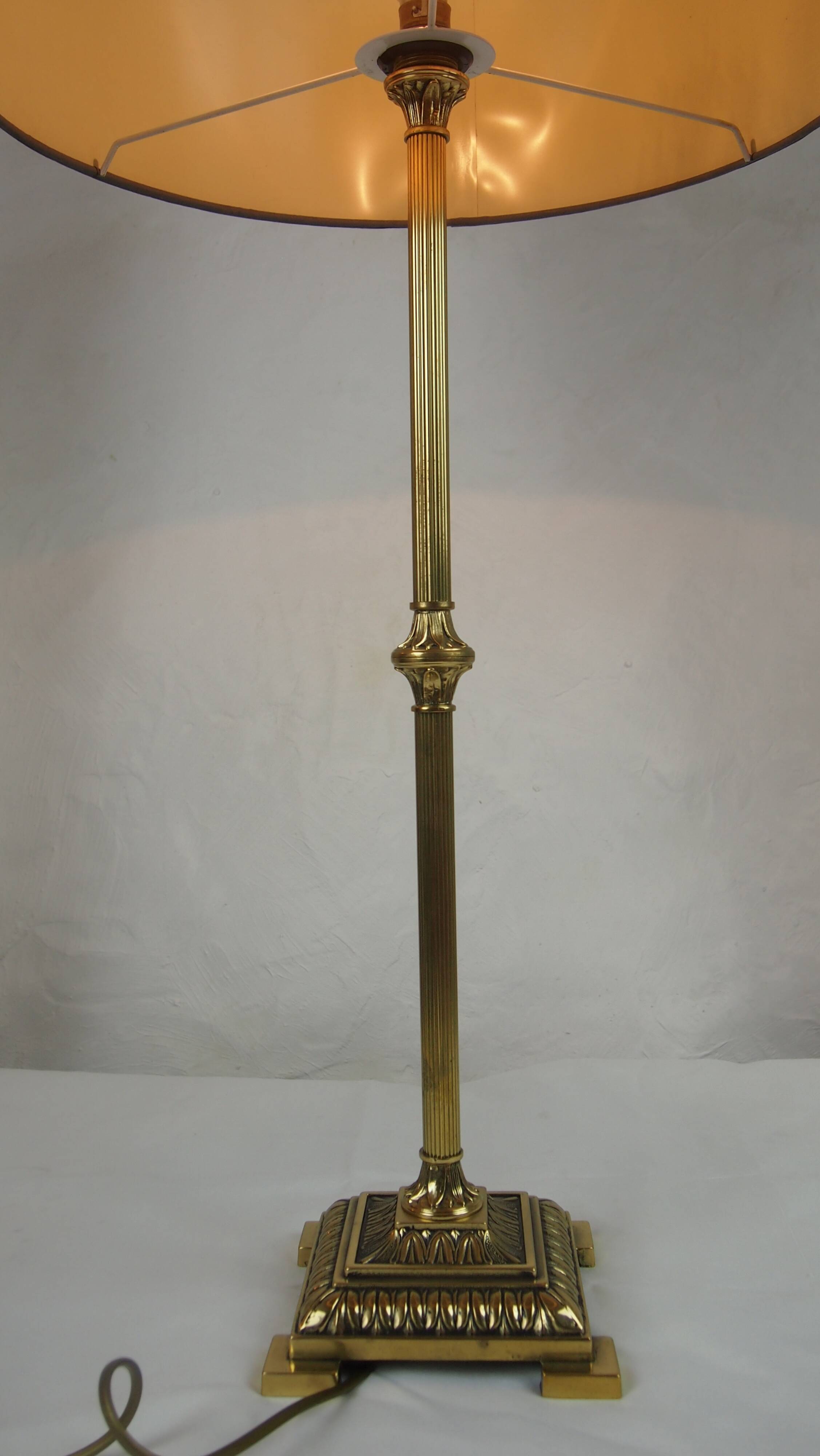 Empire Table/Desk Lamp, Antique Column, Neo-Classical, Gilded Bronze