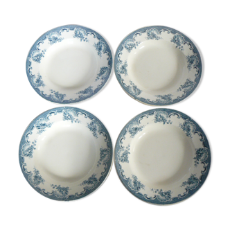 Lot de 4 assiettes creuses, terre de fer, st amand modèle "la Vallière"