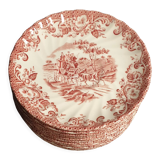 Johnson bros coaching scenes glossy porcelain dessert flat plates diameter: 18,18cm, 8 p